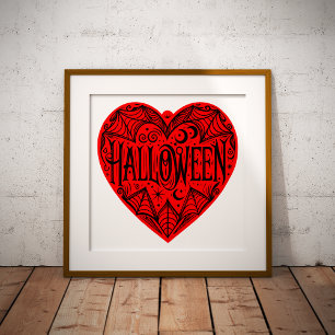 Poster Halloween Cœur, Cœur Rouge en Forme, Vacances