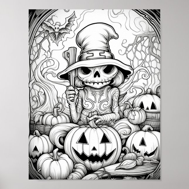Poster Halloween Coloration adulte (Devant)