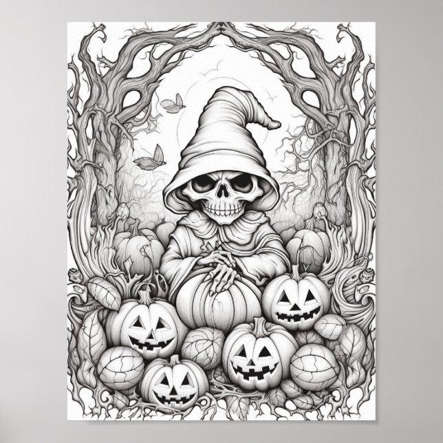 Poster Halloween Coloration adulte (Devant)