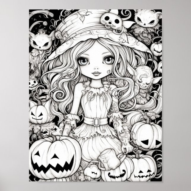 Poster Halloween Coloration adulte (Devant)