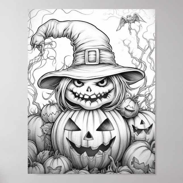 Poster Halloween Coloration adulte (Devant)
