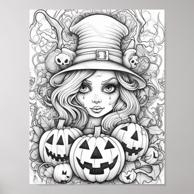 Poster Halloween Coloration adulte (Devant)
