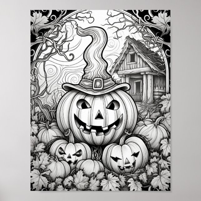 Poster Halloween Coloration adulte (Devant)