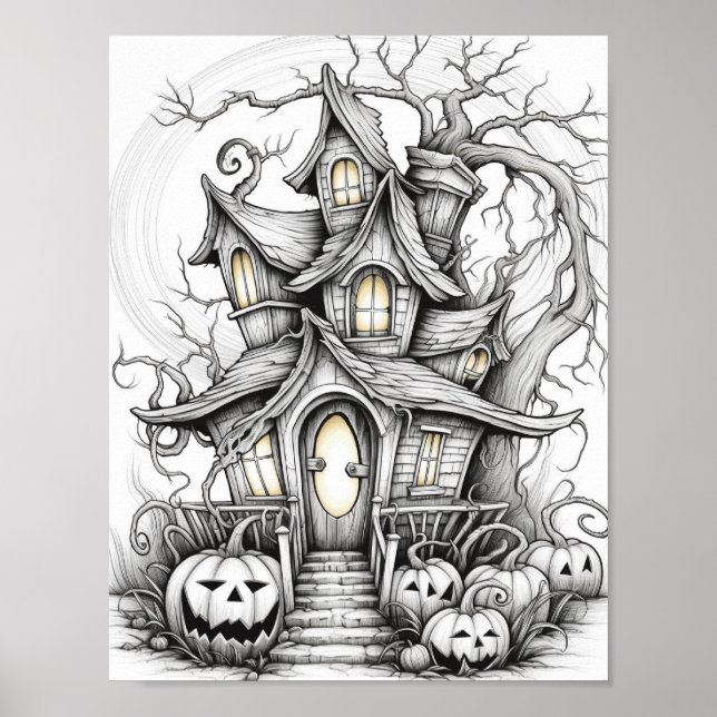Poster Halloween Coloration adulte (Devant)