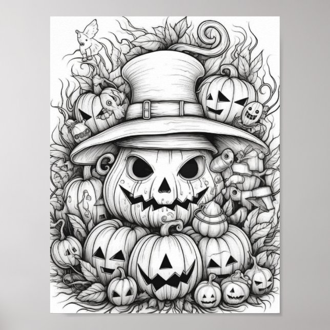 Poster Halloween Coloration adulte (Devant)