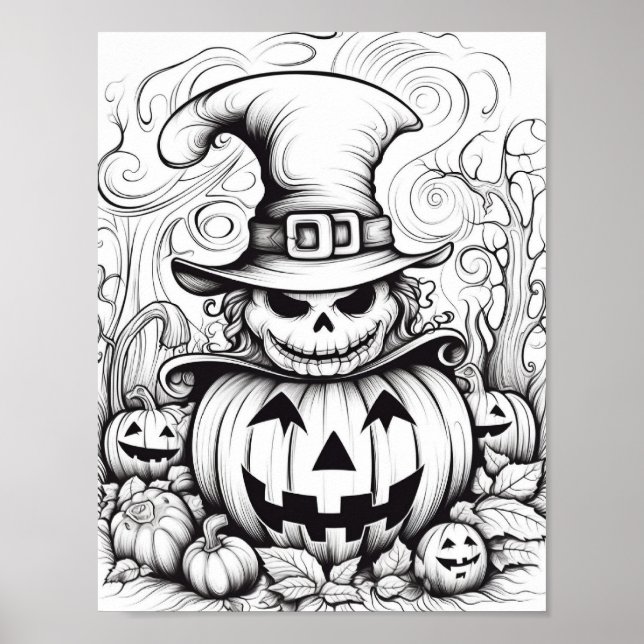 Poster Halloween Coloration adulte (Devant)