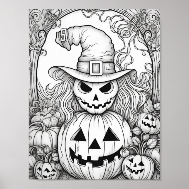Poster Halloween Coloration adulte (Devant)