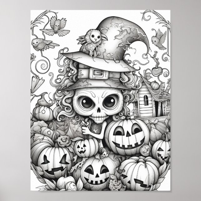 Poster Halloween Coloration adulte (Devant)
