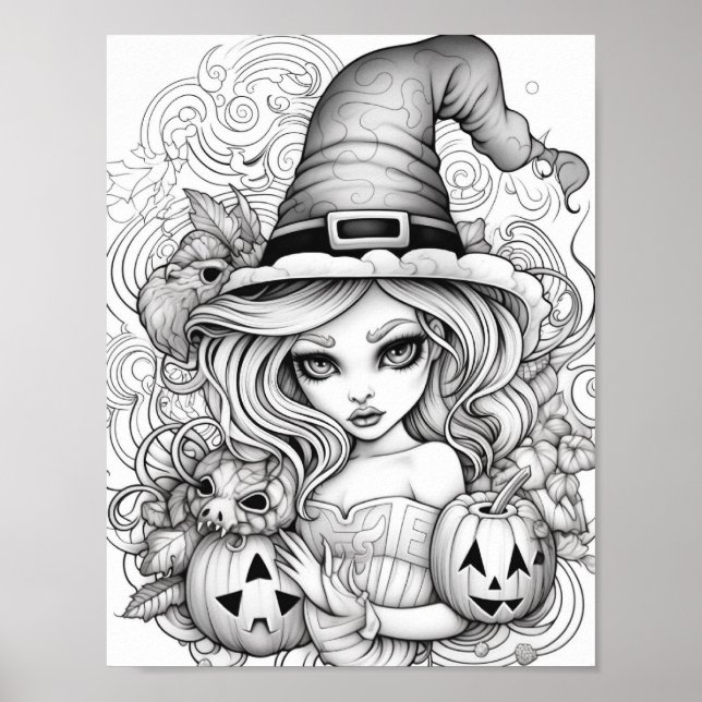Poster Halloween Coloration adulte (Devant)