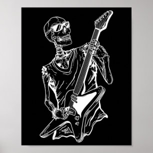 Poster Halloween Costume Lazy Skeleton Guitare Musicien