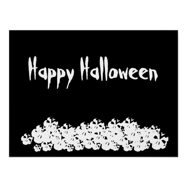 Poster Halloween crânes blancs noirs empiler texte person (Devant)