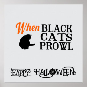 Poster Halloween Cute Funny Whimsical Black Cat