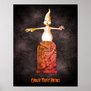 Poster Halloween Cute Ghost Tombstone Personnalisé