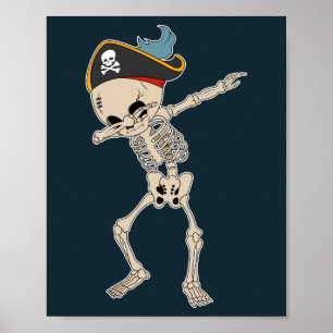 Poster Halloween Dab Skeleton Pirate Dance