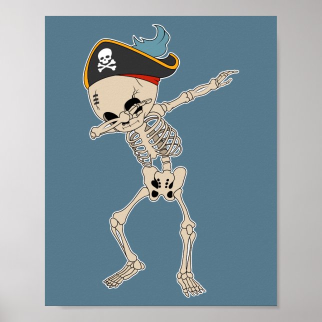 Poster Halloween Dab Skeleton Pirate Dance (Devant)