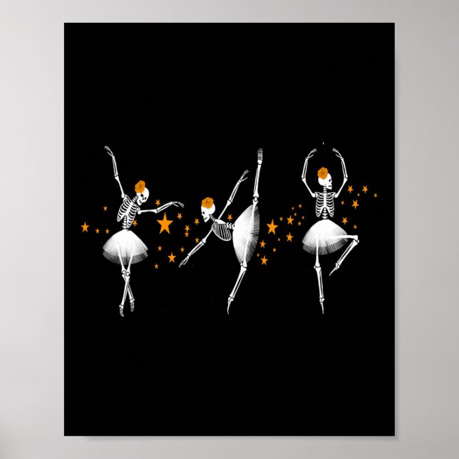 Poster Halloween Danser Squelette Llerina Llet Femmes Fil (Devant)