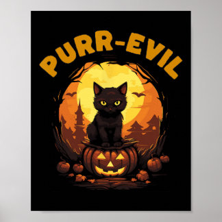 Poster Halloween de chats hantés Purr-Evil