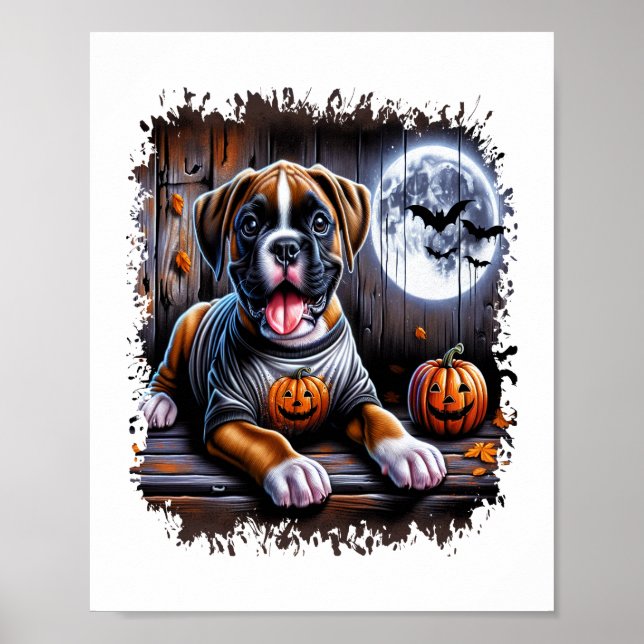 Poster Halloween de chien de boxe (Devant)