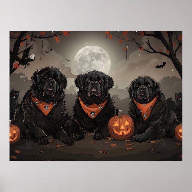 Poster Halloween de Terre-Neuve Éffrayant (Devant)