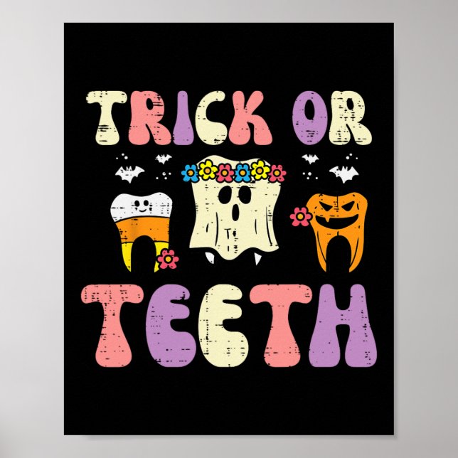 Poster Halloween Dentiste Tricoter Ou Dents Dentelle Coût (Devant)