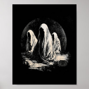 Poster Halloween Déplaisant noir culte fantôme noir magic