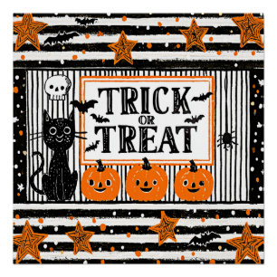 Poster Halloween des friandises ou un sort