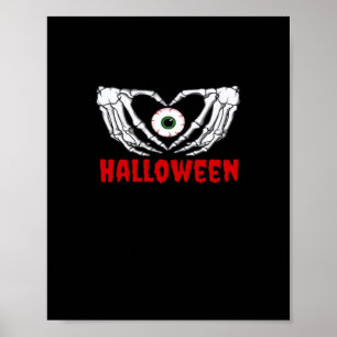 Poster Halloween des yeux - Squelette Mains Coeur