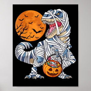 Poster Halloween Dinosaur T rex Citrouille maman