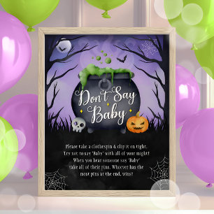 Poster Halloween "Don't Say Baby" Baby shower Jeu