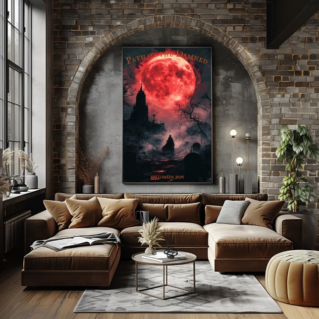 Poster Halloween du cimetière de la lune de sang avec un  (Créateur téléchargé)