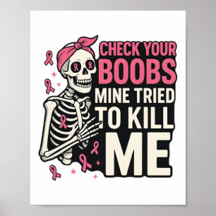 Poster Halloween du crâne Vérifiez votre cancer du sein d