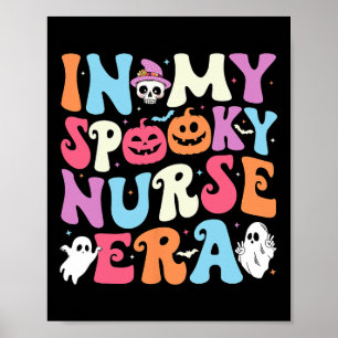 Poster Halloween Éffrayante de l'ère infirmière Hallo de