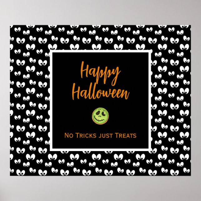 Poster Halloween éffrayants yeux vert cookie pas de tours (Devant)