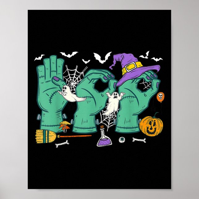 Poster Halloween Enseignant Spirituel Boo En Asl Boo Main (Devant)