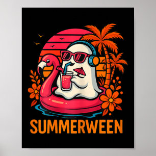 Poster Halloween Fantôme Funny Halloween Flamant rose d'é