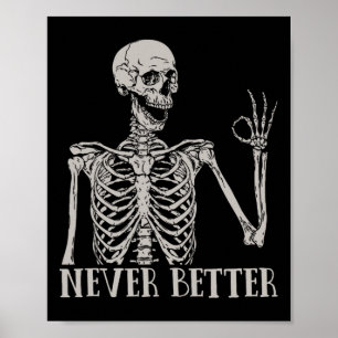 Poster Halloween Femme Jamais Mieux Skeleton Fun Sku