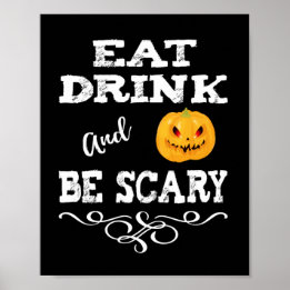 Poster Halloween fête manger Boire et être effrayant visa