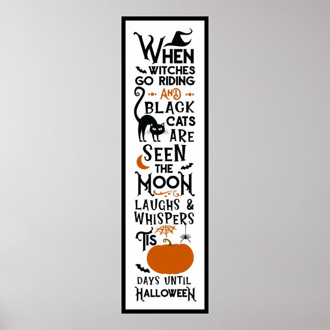 Poster Halloween Fun | Sorcières Marche Chats Noirs Porte (Devant)