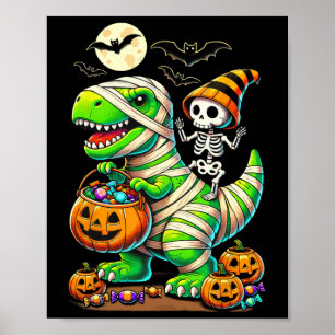 Poster Halloween Funny T Rex Dinosaur Mummy Boys Trick Tr