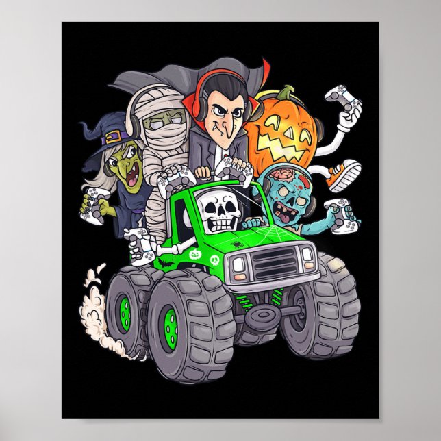 Poster Halloween Gamer Skeleton (Devant)