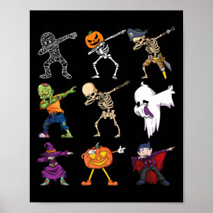 Poster Halloween garçons Skeleton Zombie Citrouille effra
