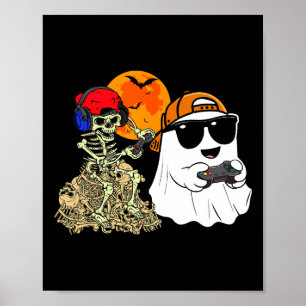 Poster Halloween Ghost Boys Kids Gaming Effrayant Skeleto