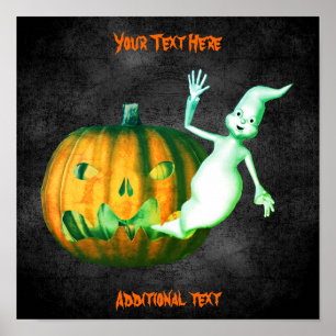 Poster Halloween Ghost Jack-o'-lantern Cute personnalisée