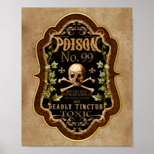 Poster Halloween Gothic Skull And Crossbones Witch Potion