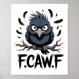 Poster Halloween gothique de la lune F-caw-f Raven, Noir