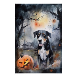 Poster Halloween Grand Suisse Avec Citrouilles Effrayant