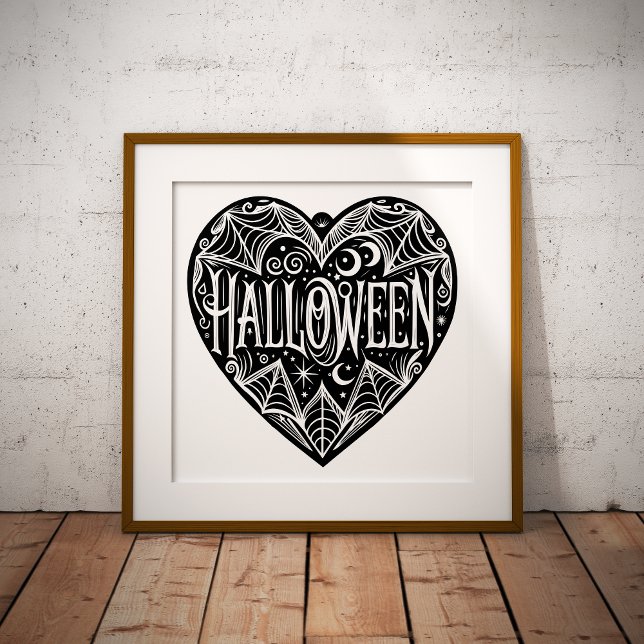 Poster Halloween Heart, Black Heart Shape, Holiday (Créateur téléchargé)