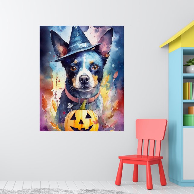 Poster Halloween Hélicoptère Bleu Avec La Peur Citrouille (Pépinière 1)