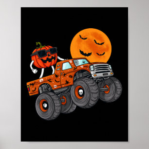 Poster Halloween Jack-o'-lantern Monster Truck Toddler Bo