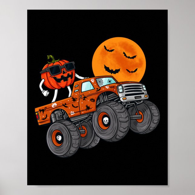 Poster Halloween Jack-o'-lantern Monster Truck Toddler Bo (Devant)